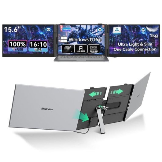 Monitor Blackview DCM8 Pro 15,3" FullHD IPS 60Hz Ultraligero USB-C Carga Inversa con funda protectora