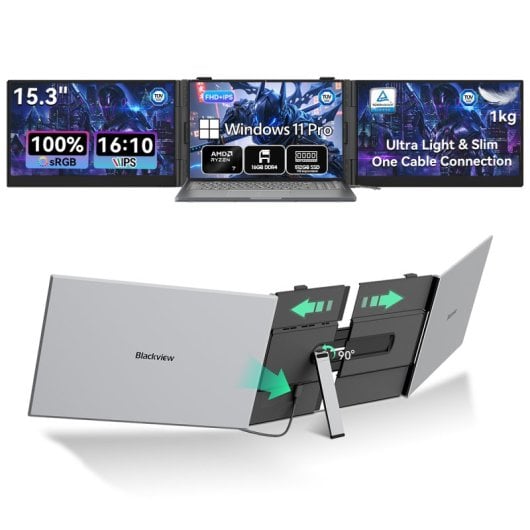 Monitor Blackview DCM8 Pro 15,3" IPS FullHD 60Hz Ultraligero Carga Inversa USB-C con funda protectora