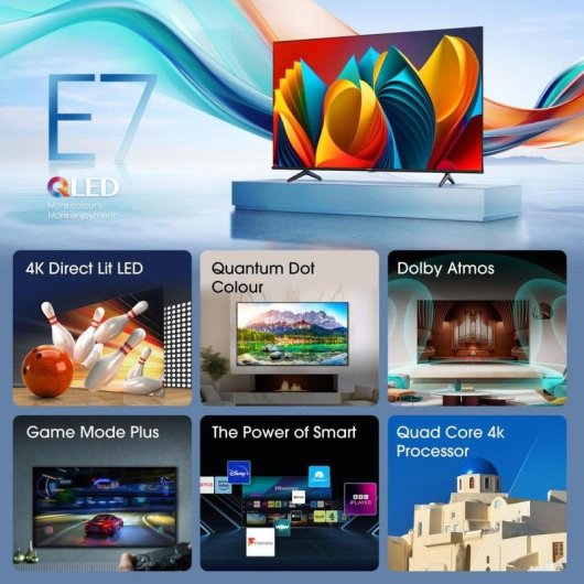 TV Hisense LED 75E77NQ 75" 4K UltraHD 144Hz Smart TV VIDAA HDR10+ Dolby Vision Game Bar