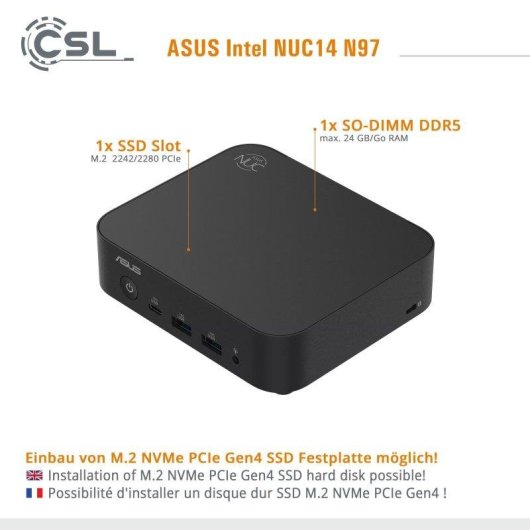 Mini PC Asus NUC14 N97 Intel Core N97 24GB 1TB SSD UHD Graphics Windows 11