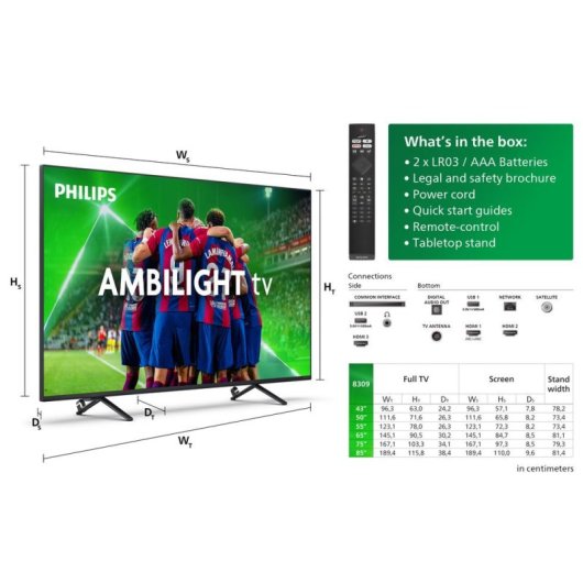 TV Philips LED 55PUS8309 55" 4K UltraHD 60Hz Smart TV Titan OS HDR10 Ambilight