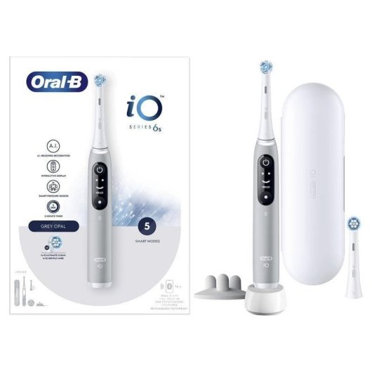 Cepillo de Dientes Oscilante Rotativo Braun Oral-B iO 6S 5 Modos 2 Cabezales Sensor de Presión Temporizador Estuche