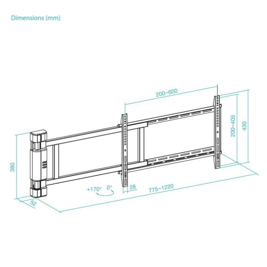 TooQ LPM4381XL-B Soporte TV Pared Eléctrico 32 a 75" VESA 200x200 a 600x400 Máx 50Kg