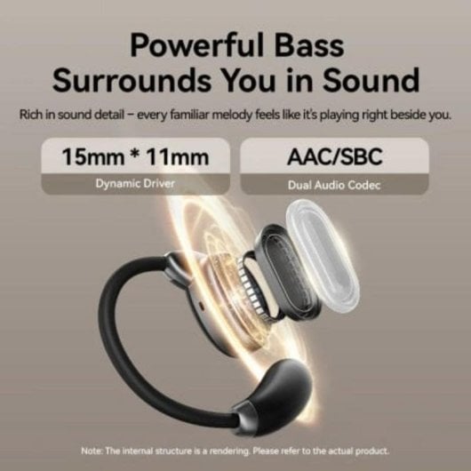 Auriculares Vention NBS sem fios Bluetooth 5.4 Open Ear com Cancelamento de Ruído e IPX4 preto
