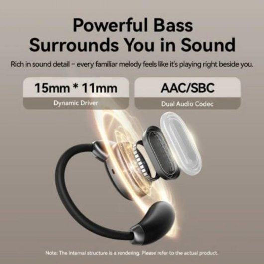 Auriculares Vention NBS sem fios Bluetooth 5.4 Open Ear com Cancelamento de Ruído e IPX4 preto