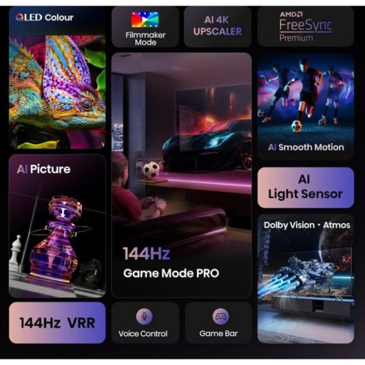 TV Hisense QLED 65E77Q PRO 65" 4K UltraHD 144Hz Smart TV VIDAA HDR10+ Dolby Vision Gaming