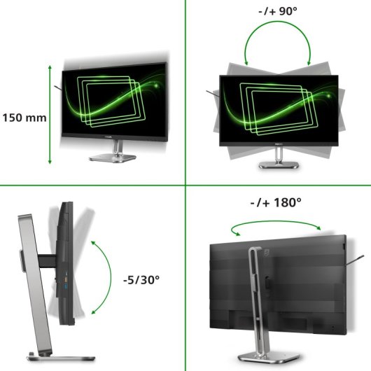 Écran PC Philips 27B2G5500/00 27" Quad HD 100Hz IPS Haut-Parleurs USB Réglable