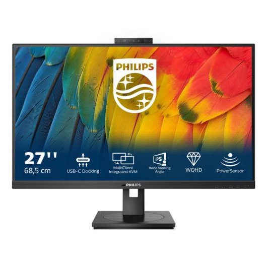 Monitor PC Philips 5000 Series 27B1U5601H 27" Quad HD 75Hz IPS Webcam USB-C Altezza Regolabile