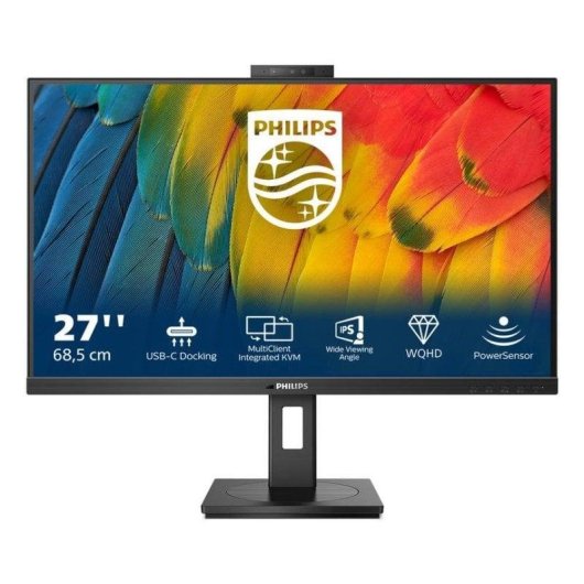 Monitor PC Philips 5000 Series 27B1U5601H 27" Quad HD 75Hz IPS USB-C Webcam Regolabile