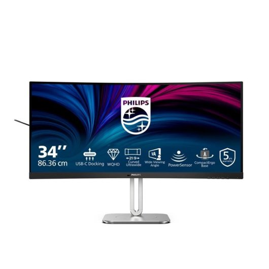 Monitor Philips 34B2U5600C 34" UltraWide QHD 120Hz VA Curvo USB-C Altura Ajustable