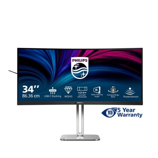 Monitor Philips 34B2U5600C 34" UltraWide QHD 120Hz VA Curvo USB-C Altura Ajustable