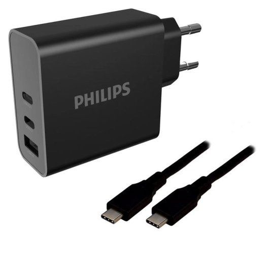 Chargeur 65W Philips avec 2 ports USB-C et câble 2m GaN