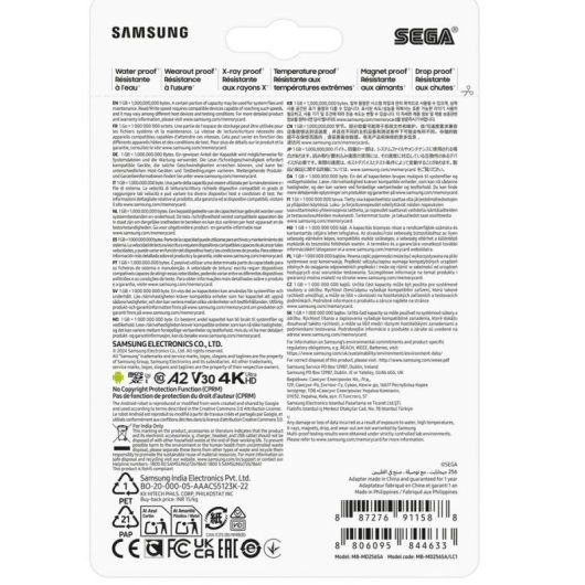 Tarjeta MicroSD Samsung MB-MD256S 256 GB UHS-I Clase 10 V30 A2