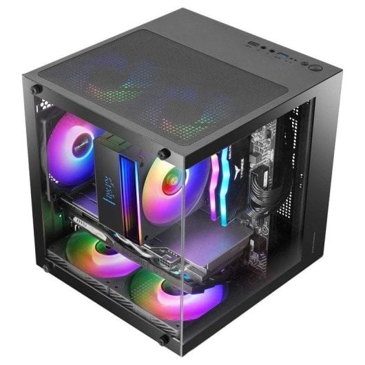Boîtier PC Mars Gaming Mc-cube MicroATX Cristal Templé ARGB Noir