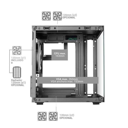 Boîtier PC Mars Gaming Mc-cube MicroATX Cristal Templé ARGB Noir