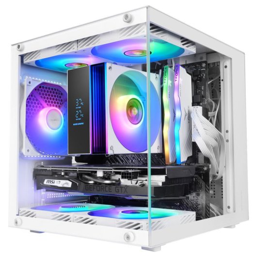 Mars Gaming Mc-cube Caja Pc Microatx Formato Cubo Cristal Templado Argb Blanco