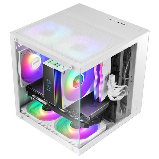 Mars Gaming Mc-cube Caja Pc Microatx Formato Cubo Cristal Templado Argb Blanco