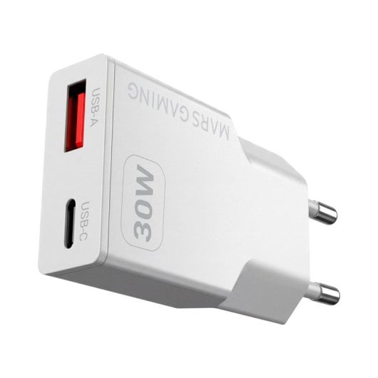 Carregador Mars Gaming MD-GAN30 USB GaN 30W PD QC Duplo Branco