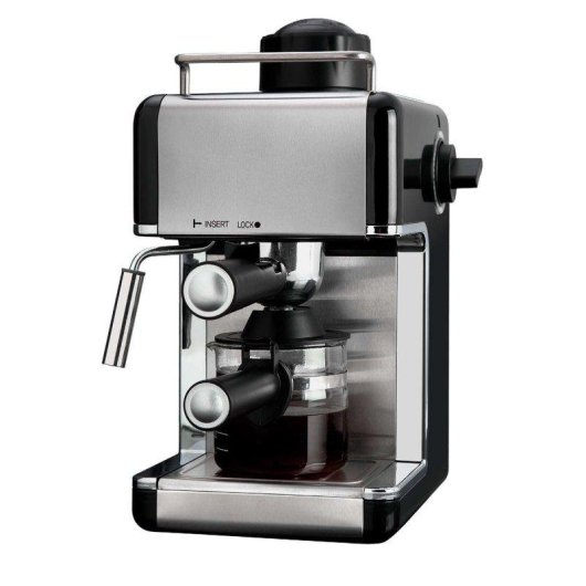 Máquina de café expresso Klack 800W 3,5 Bares com espumador inox 4 chávenas