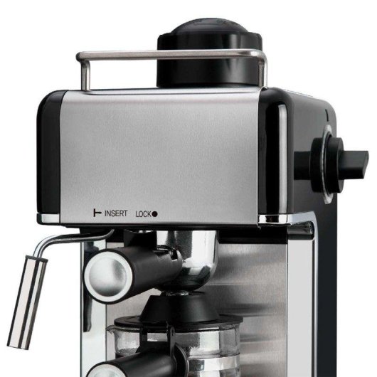 Máquina de café expresso Klack 800W 3,5 Bares com espumador inox 4 chávenas