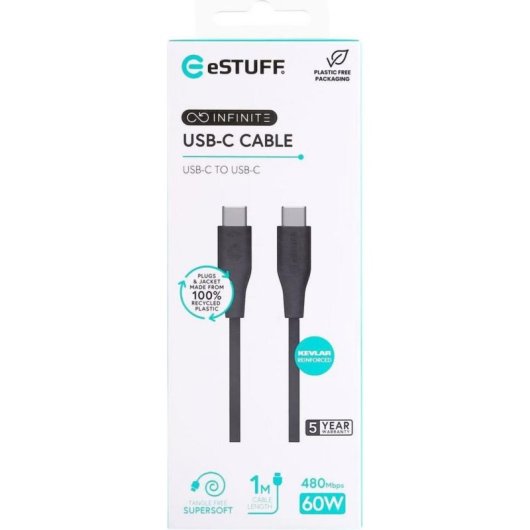 Kabel USB-C eSTUFF ES604180 USB 2.0 1 m schwarz