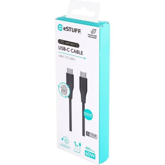Kabel USB-C eSTUFF ES604180 USB 2.0 1 m schwarz
