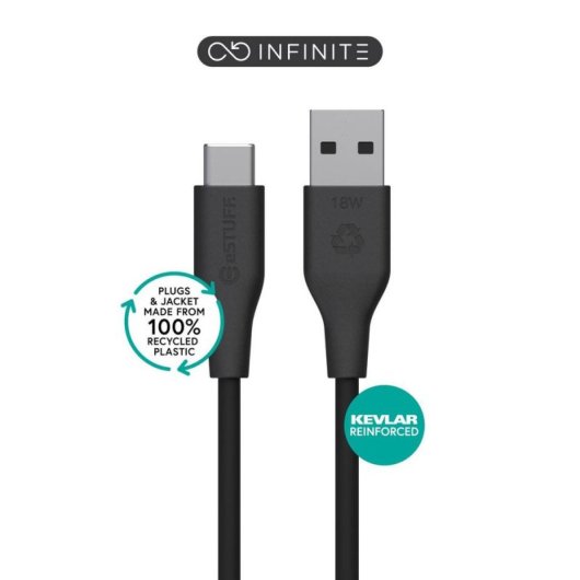 Kabel USB eSTUFF ES605180-BULK 1 m USB-C zu USB-A 2.0 Schwarz Schnellladen