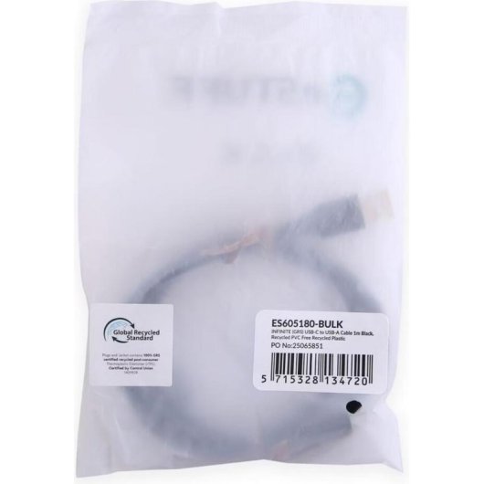 Kabel USB eSTUFF ES605180-BULK 1 m USB-C zu USB-A 2.0 Schwarz Schnellladen