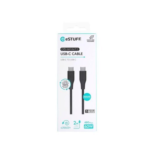 Kabel USB-C eSTUFF ES604280 2 m USB 2.0 Schwarz