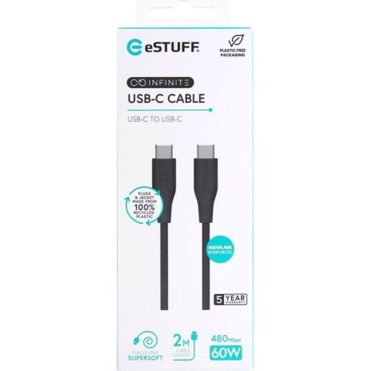 Kabel USB-C eSTUFF ES604280 2 m USB 2.0 Schwarz
