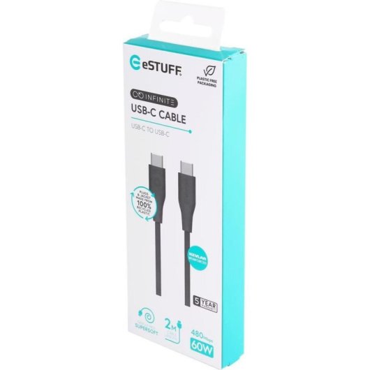 Kabel USB-C eSTUFF ES604280 2 m USB 2.0 Schwarz