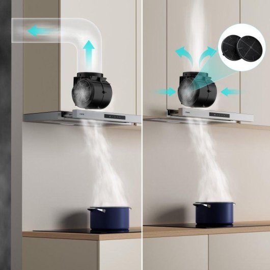 Campana extractora Ciarra AWS6909A Umluft 60cm Edelstahl 580m³/h