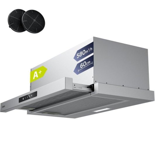 Campana extractora Ciarra AWS6909A Umluft 60cm Edelstahl 580m³/h