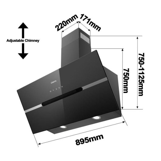 Dunstabzugshaube Ciarra AW9736FB Umluft 90cm 650m³/h Wi-Fi Touch