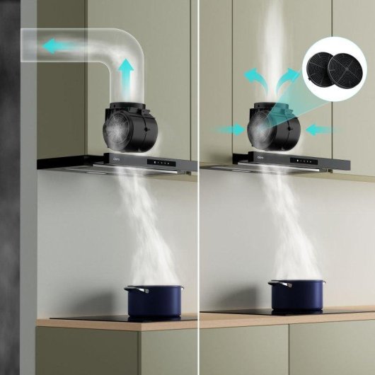 Campana extractora Ciarra AWB6909A Umluft 60cm 580m3/h mit Kohlefiltern