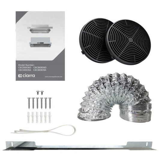 Campana extractora Ciarra AWB6909A Umluft 60cm 580m3/h mit Kohlefiltern