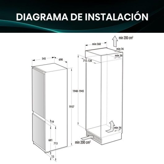 Frigorífico Combi Hisense RB3B370SAWD1 Total No Frost 194cm 377L D Blanco WiFi