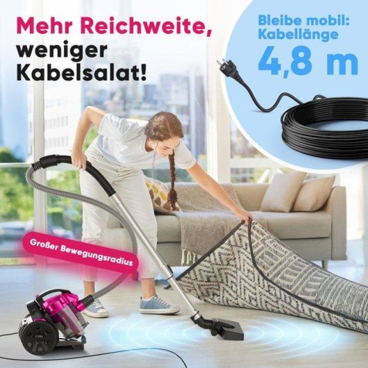 Aspirapolvere senza Sacco ProfiCare BS 3134 700W Nero Grigio Viola