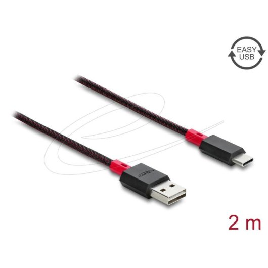 Cabo USB DeLOCK 81543 2 m USB A para USB C USB 2.0 vermelho e preto