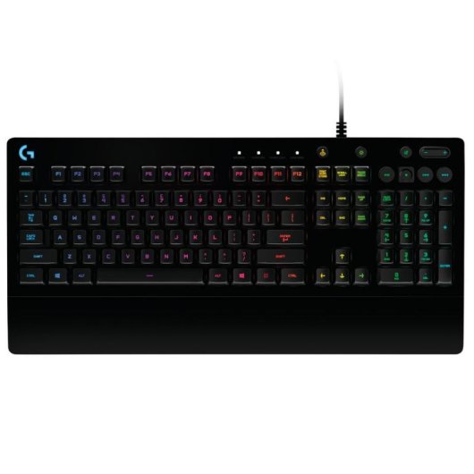 Teclado Logitech G213 Prodigy de membrana con RGB y reposamuñecas ajustable