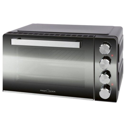 Kompakter ProfiCook MBG 1277 Mini-Backofen 30L 1500W Pizzastein Schwarz