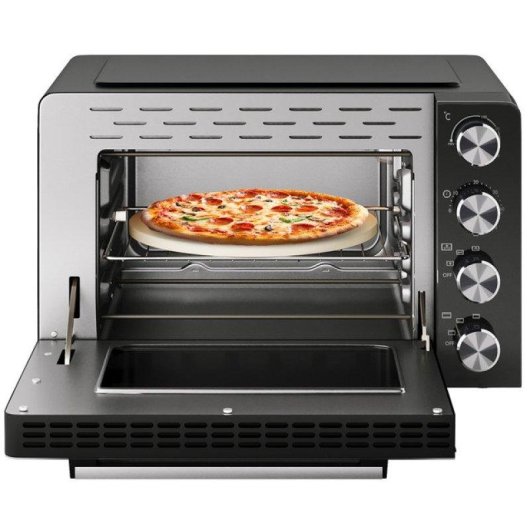 Kompakter ProfiCook MBG 1277 Mini-Backofen 30L 1500W Pizzastein Schwarz