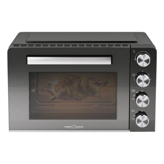 Kompakter ProfiCook MBG 1277 Mini-Backofen 30L 1500W Pizzastein Schwarz