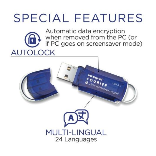 Clé USB Integral INFD128GCOU3.0-197 128 Go USB 3.2 Gen 1 Bleu Argent