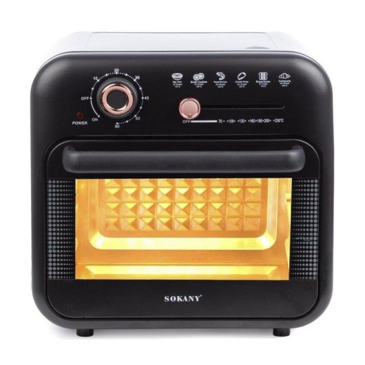 Kompakter Dam Electronics 18L 1800W AirFryer Tischofen mit Doppelrost und Sichtfenster