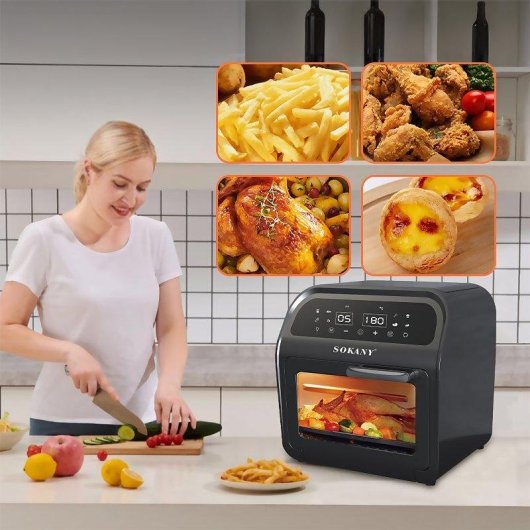 Kompakter Dam Electronics Standbackofen 16L 2500W Touch-Display AirFryer Schwarz