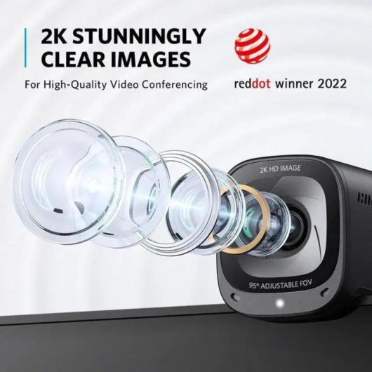 Cámara web Anker A3369011 Full HD 2048x1080 USB Negro con micrófono dual