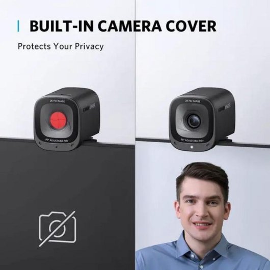 Cámara web Anker A3369011 Full HD 2048x1080 USB Negro con micrófono dual