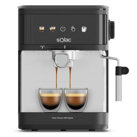 Cafetera Espresso Solac Taste Classic D20 1,8 L 20 Bares 850 W con vaporizador y control táctil