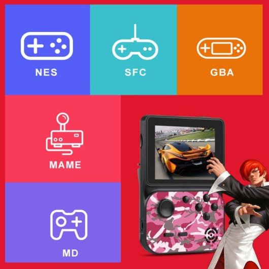 Dam Electronics Console Retro Portable 3 Pouces Jeux 8 Bits Gris